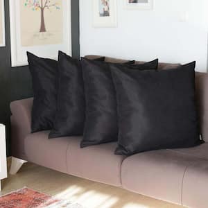 Honey Decorative Throw Pillow Cover Solid Color 26 in. x 26 in. Black Square Euro Pillowcase Set of 4