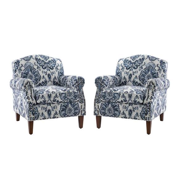 JAYDEN CREATION Gianluigi Navy Armchair with Nailhead Trims (set of 2)