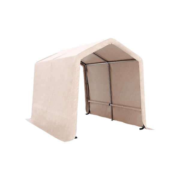 7x12 ft. Portable Storage Shed with Vents, 240G Waterproof PE Tarp, UV-Resistant, Galvanized Steel Frame, Carport