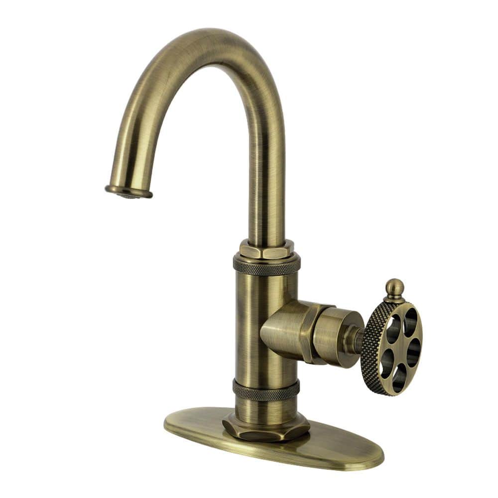 Webb 1-Handle Single Hole Bathroom Sink Faucet with Push Pop-Up Drain in Antique Brass price history on PriceWatchPro