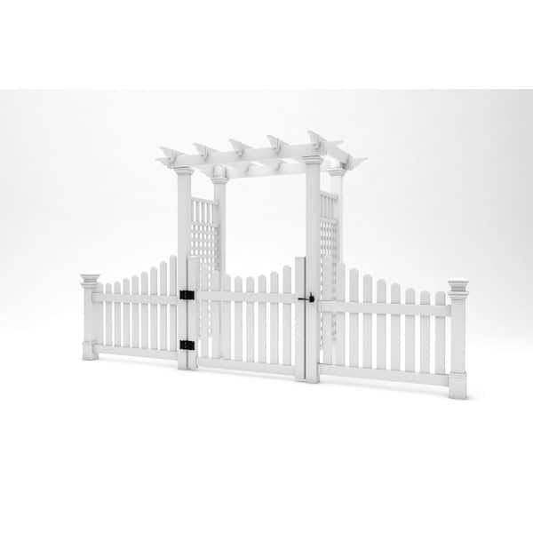 Fairfield Arbor with Picket Gate and Fence Wings