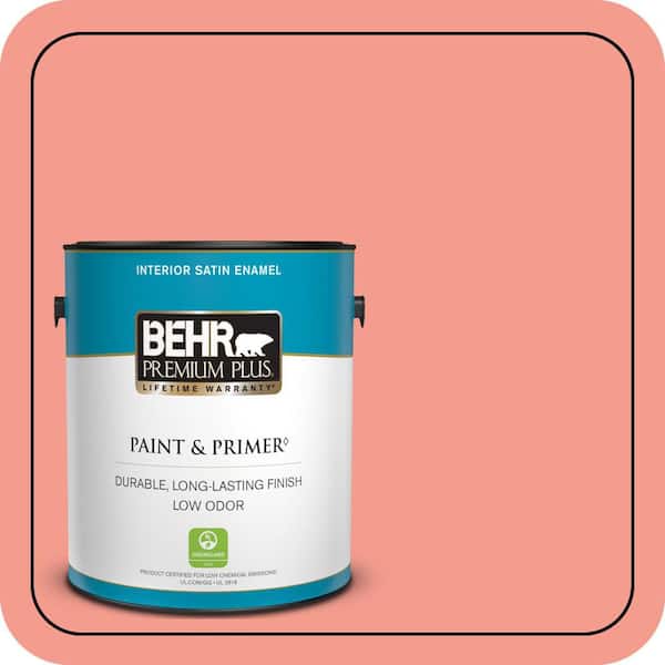 BEHR PREMIUM PLUS 1 gal. #180B-4 Fruit Shake Satin Enamel Low Odor Interior Paint & Primer