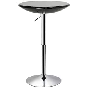 Round Bar Table with Metal Base, Adjustable Counter Height Pub Table, 29.5 in. - 38.25 in. H Tall Bistro Table