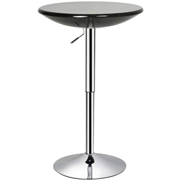 Otryad Round Bar Table with Metal Base, Adjustable Counter Height Pub Table, 29.5 in. - 38.25 in. H Tall Bistro Table