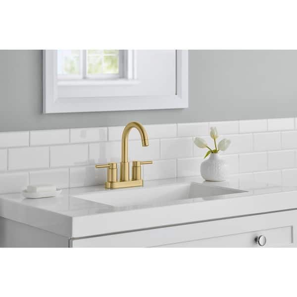 Dorind 4 in. Centerset Double Handle High-Arc Bathroom Faucet in Matte Gold