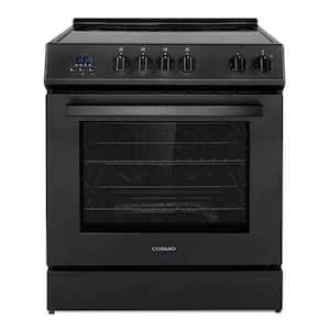 30 in. Stellar Collection 4.9 cu. ft. Electric Range with 4-Burner Glass Cooktop and Convection Oven in Matte Black