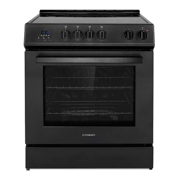 30 in. Stellar Collection 5.0 cu. ft. Electric Range with 4-Burner Glass Cooktop and Convection Oven in Matte Black