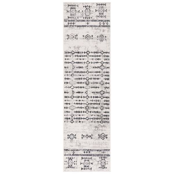 Temple 2 ft. x 8 ft. Ivory/Gray Black Tribal TPL106A Runner Rug