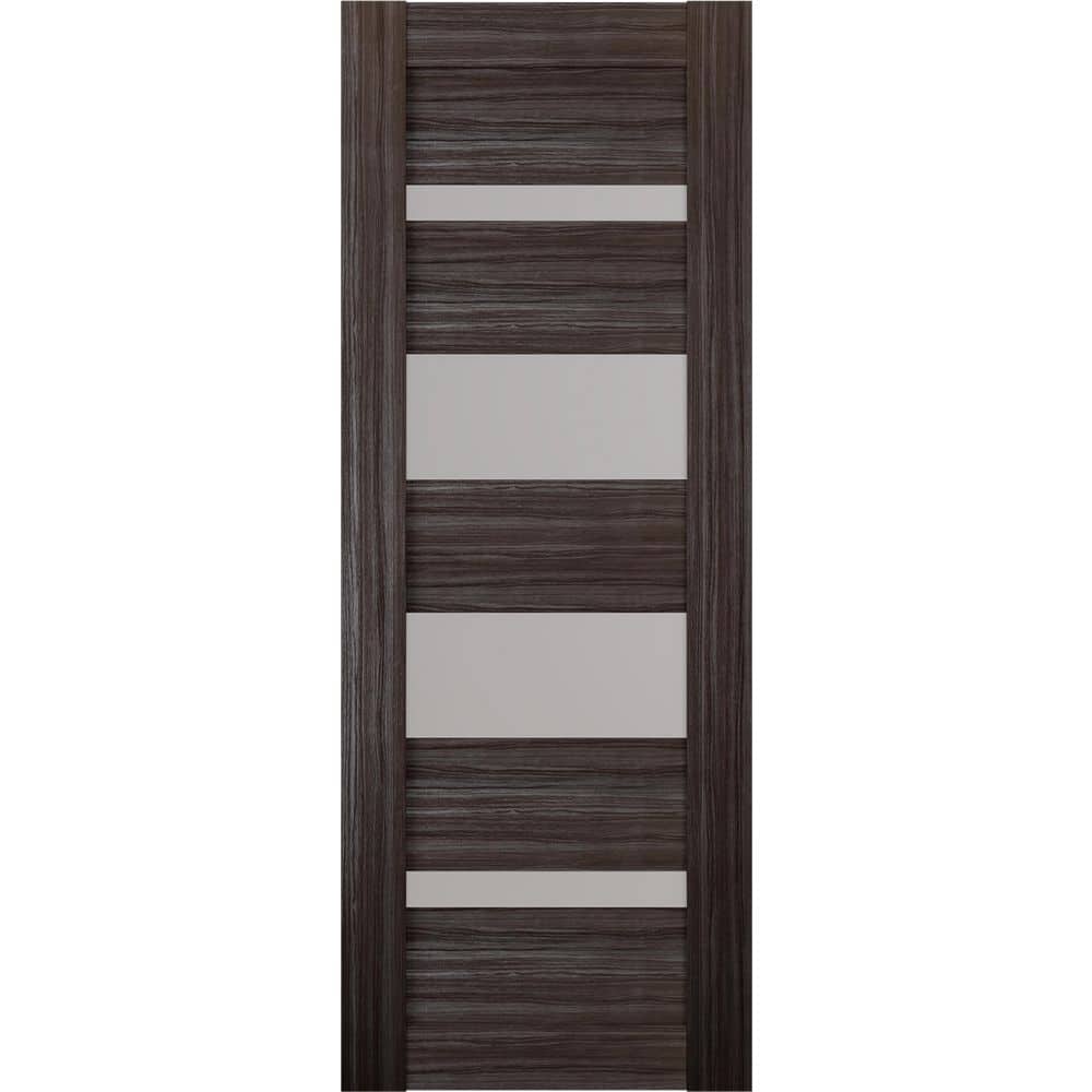 Mirella N 28 in. х 80 in. No Bore 4-Lite Frosted Glass Gray Oak Solid Composite Core Wood Interior Door Slab price history on PriceWatchPro