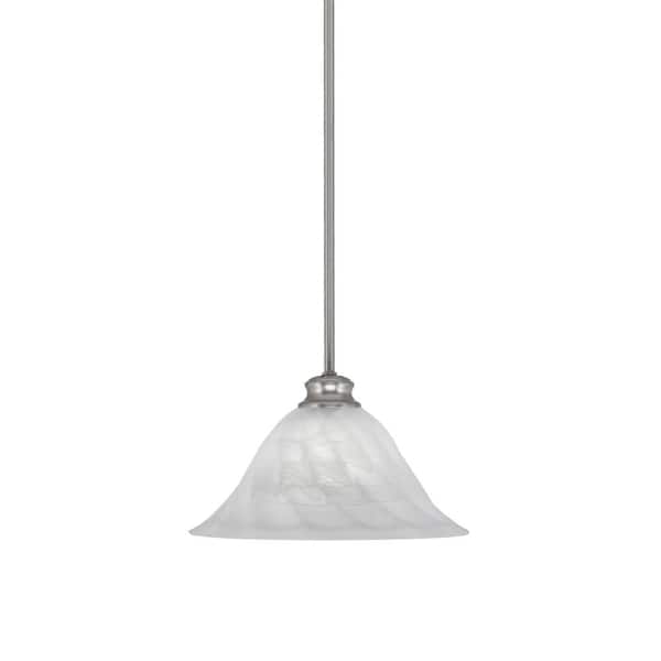 Unbranded Peabody 60-Watt 1-Light Brushed Nickel Shaded Mini Pendant Light with Glass Shade