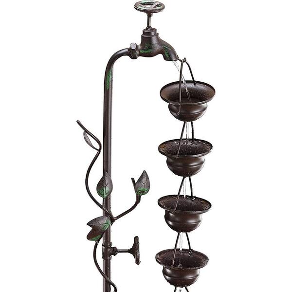 38 in. Outdoor Suspension 6 Cup Of Floor Fountain, Bronze