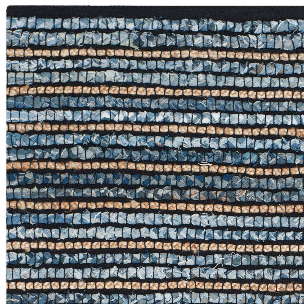 Blue and Natural Cotton Flat Woven Reversible Rug, 4' x 6'