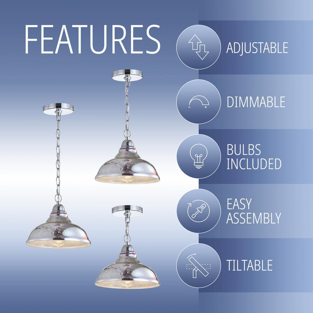 Nora 9.75" Chrome Polished LED Mini Drum Pendant with Clear Glass