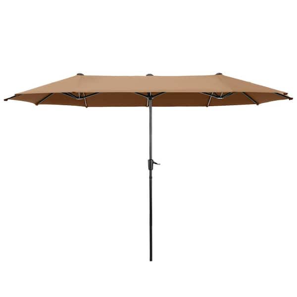 PHI VILLA 13 ft. Market Patio Umbrella 2-Side in Maillard Brown