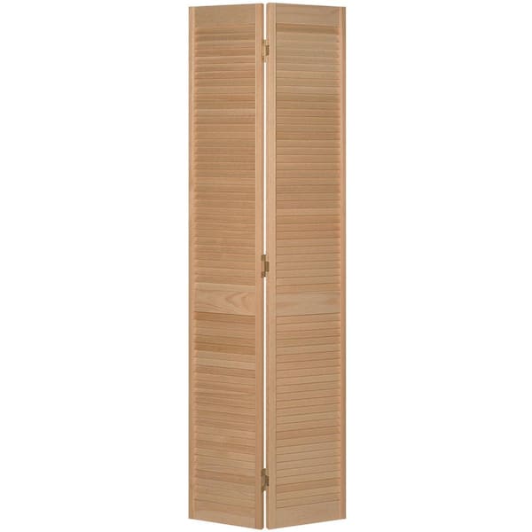 Masonite 24 in. x 80 in. Full-louvered Unfinished Solid Core Pine Bi-fold Door