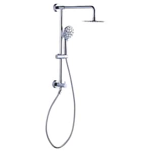 Single Handle 7 Spray Patterns Wall Mounted Shower Faucet with Hand Shower 1.8 GPM with Polished Chrome