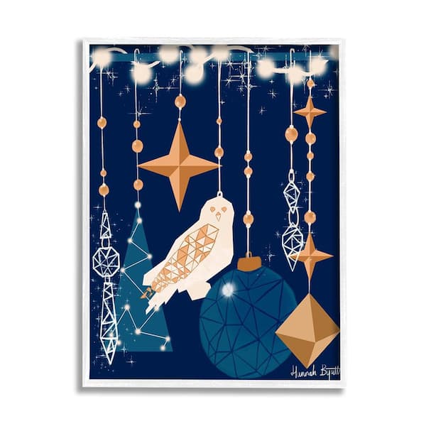 Stupell Industries Geometric Winter Owl by Hannah Byatt 1 Piece Framed Graphic Print Animal Poster Art Print 20 in. x 16 in.