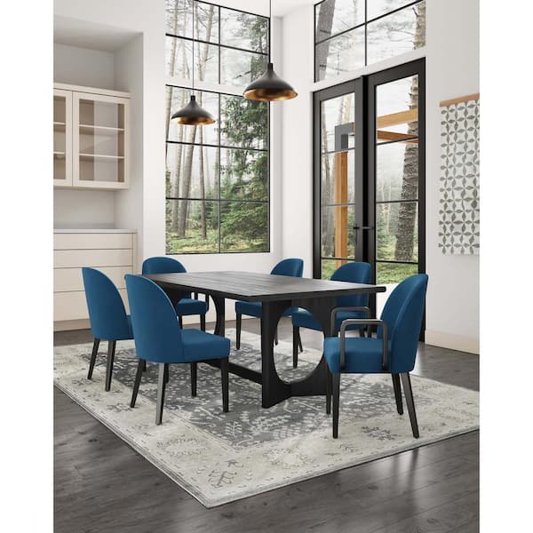 Hillman Modern Blue Velvet Upholstered Dining Chairs (Set of 6)