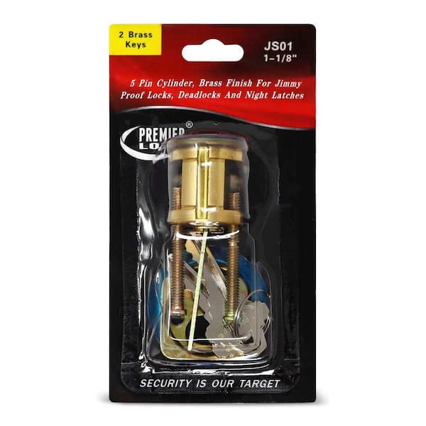 Replacement Rim Cylinder-Heavy Duty Solid Brass US3-1-1/8 in.-2 SC1 Keys