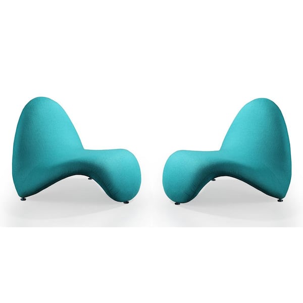 Manhattan Comfort MoMa Modern Teal Wool Blend Upholstered Accent Side Chair (Set of 2)