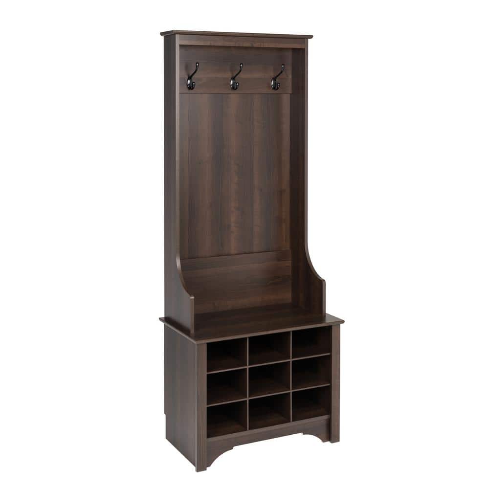 Prepac Espresso Narrow Hall Tree with 9 Shoe Cubbies ESOG00121 The Home Depot