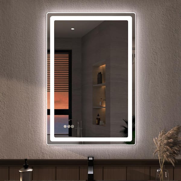 Hermitage Bath Niveous 24 in. W x 36 in. H Rectangular with Rounded Corners Frameless LED Wall Bathroom Vanity Mirror
