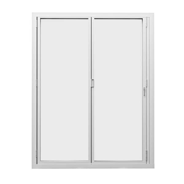 72 in. x 80 in. Left Center Opening/Outswing Double Tempered Glass White Aluminum Folding Patio Door