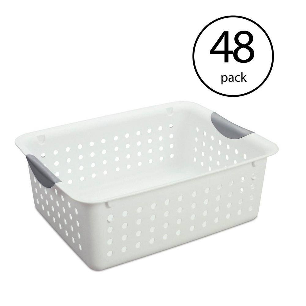 5 in. H x 10.75 in. W x 13.75 in. D White Plastic Cube Storage Bin 6-Pack