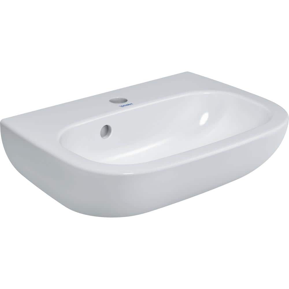 White Ceramic Wall-Mount Bathroom Sink with Overflow