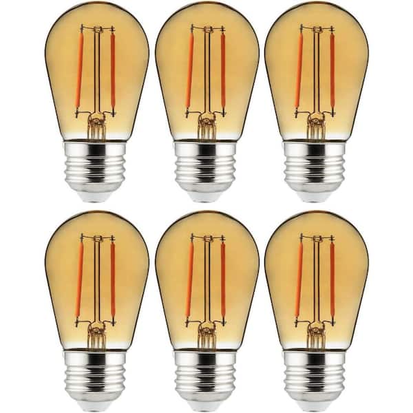 Sunlite 25-Watt Equivalent S14 Dimmable UL Listed E26 Base LED Decorative Bulbs, Amber (6-Pack)