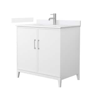 Elan 36 in. W x 22 in. D x 35 in. H Single Bath Vanity in White with White Quartz Top