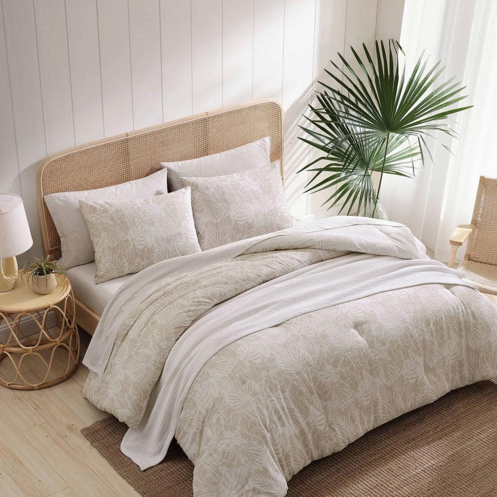 Costa Blanca Beige Cotton King Duvet Cover Set with Matching Shams