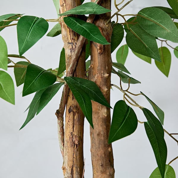 5 ft. Artificial Ficus Tree, Green Faux Ficus Trees, Fake Silk Plant for Indoor Outdoor Home Office Decor, 1 Pack