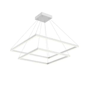 Piazza 32 in. 2-Light 112-Watt White Integrated LED Chandelier