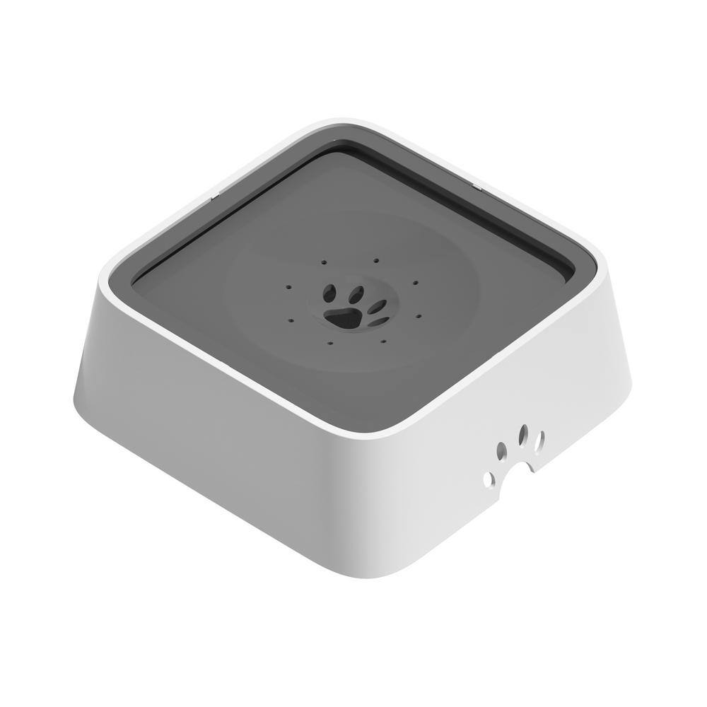 ELS Pet White and Gray Floating Disk Dog and Cat Bowl, 1L