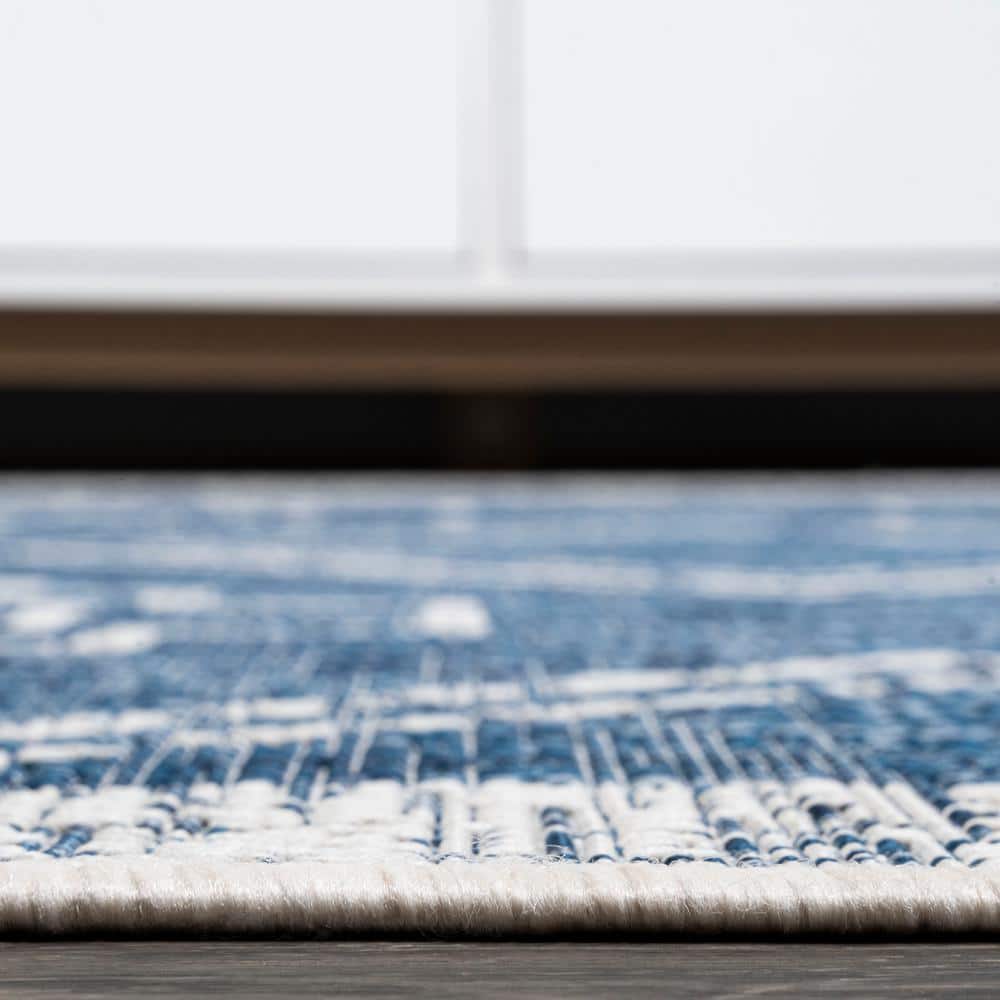 Marokko Diamond Tribal Medallion 3x5 Blue/Ivory Synthetic Rug