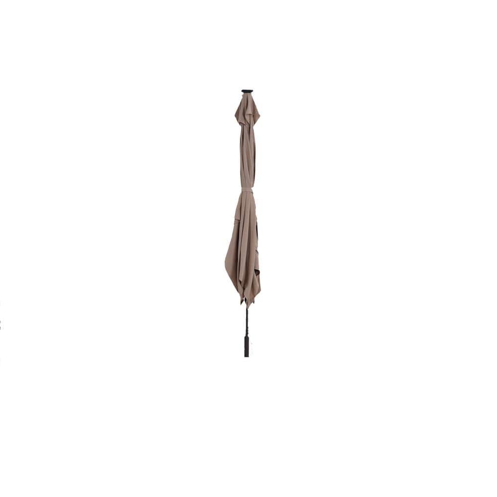 10 ft. x 7 ft. Rectangular Market Outdoor Patio Umbrella with LED in Sand