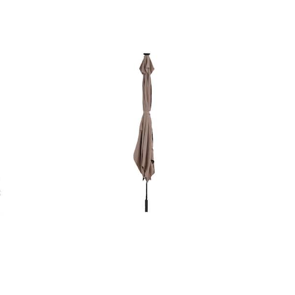 Unbranded 10 ft. x 7 ft. Rectangular Market Outdoor Patio Umbrella with LED in Sand