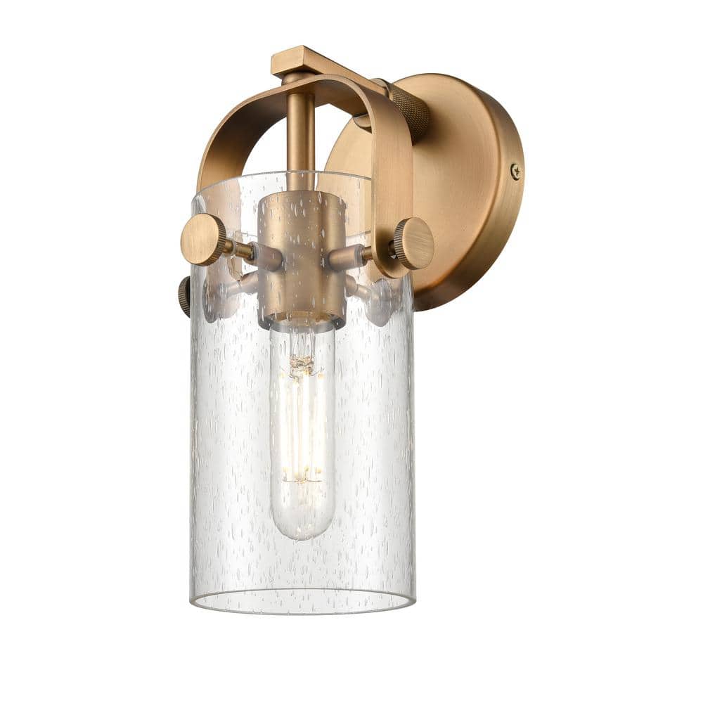 Pilaster II Cylinder 4.5 in. 1-Light Brushed Brass Wall Sconce with Glass Shade price history on PriceWatchPro