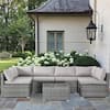 Runesay Modern 7-Piece Gray Wicker Rattan Outdoor Patio Sectional Sofa ...