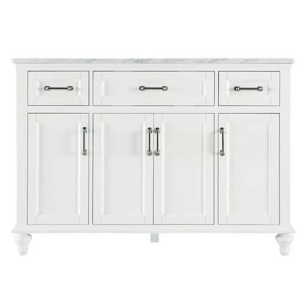Home Decorators Collection Charleston 49 in. W x 22 in. D Bath Vanity in White with Marble Vanity Top in Carrara White