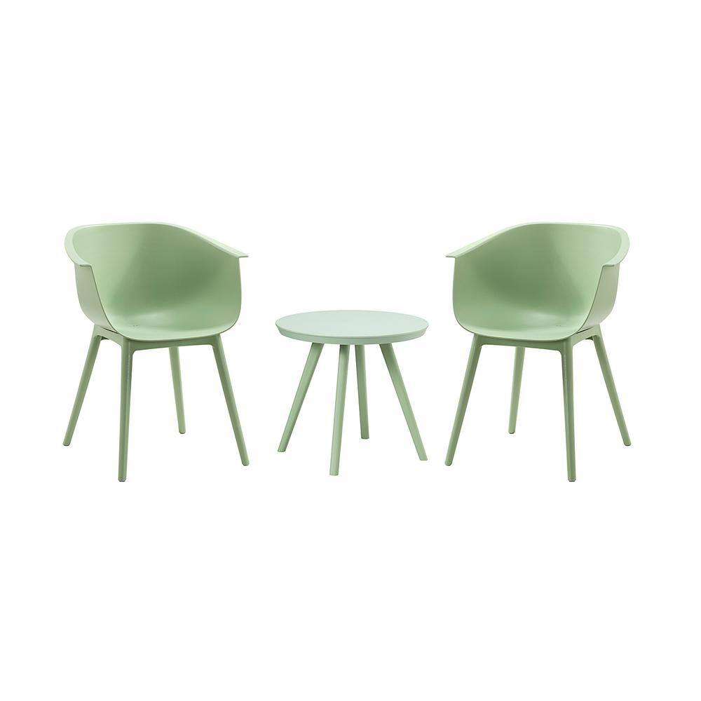 3-Piece Plastic Patio Conversation Set in Green