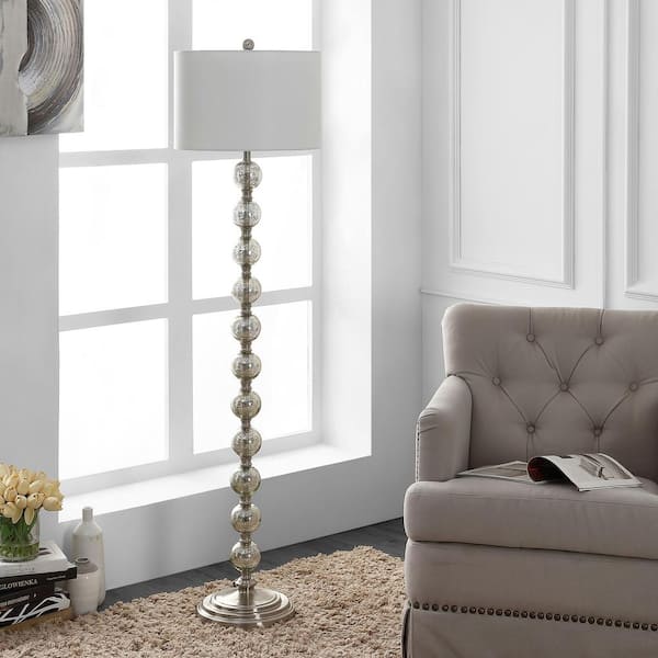 Cace 60 in. Nickel/Ivory Floor Lamp