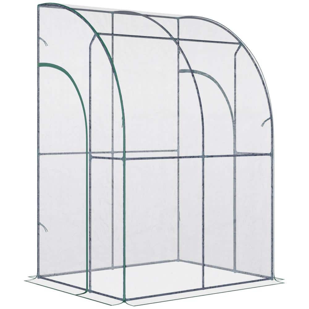 5 ft. x 4 ft. Steel Lean-To Walk-In Greenhouse with PVC Cover, Wall-Mounted