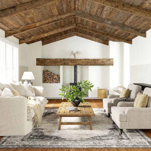 Rosewood Vintage Machine Washable Ivory 4 ft. x 6 ft. Indoor/Outdoor Patio Rug