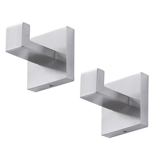 Stainless Steel Wall-Mounted J-Hook Bathroom Robe/Towel Hook in Brushed Nickel (2-Pack)