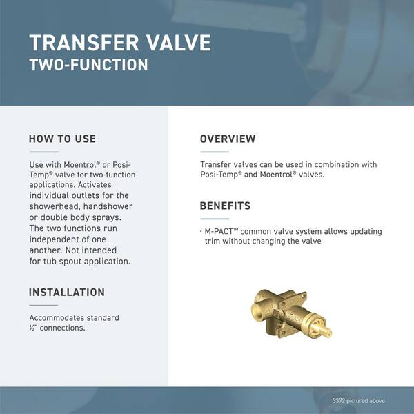 MOEN Brass Rough-in 2-Function Transfer Shower Valve 1/2 in CC Connection 