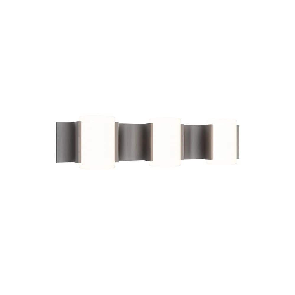 Circle Line 24 in. 3-Light Brushed Nickel Integrated LED Vanity Light Mouth Blown Glass Shades 4CCT price history on PriceWatchPro