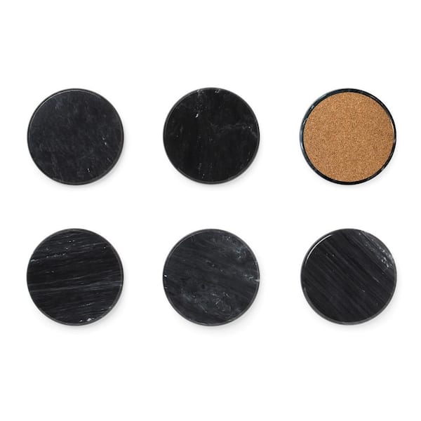6-Piece Black Marble Coasters