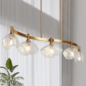Evangeline 5-Light Plating Brass Glam Linear Chandelier for Kitchen Island with no bulbs included